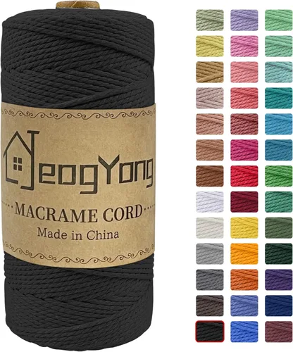 Vista 23 de JeogYong Cuerda de macramé de 0.078 pulgadas x 218 yardas, cuerda de algodón natural torcida de 3 hebras, cuerda de algodón de color para colgar