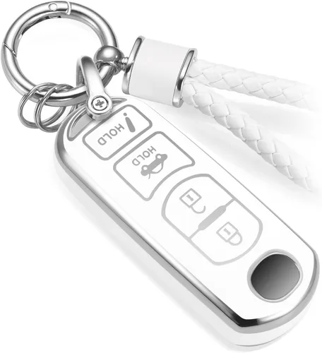 Vista 47 de Funda para Llavero Mercedes con Llavero de Cuerda Trenzada de Metal, Funda de Llave Suave Mejorada para Carcasa de Llavero Remoto Inteligente Sin