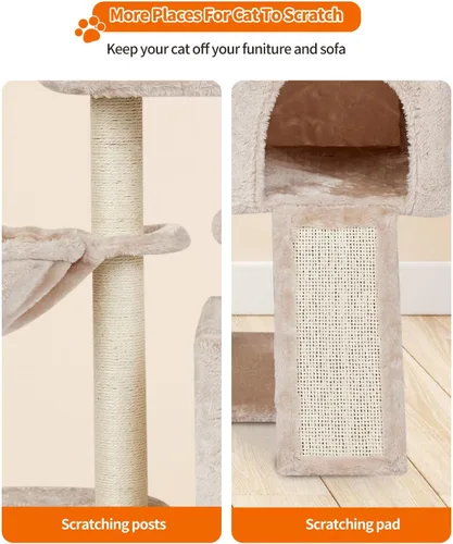 Vista 6 de FISH&NAP Lindo Árbol para Gatos Gatito Torre para Gatos para Gatos de Interior Condominio Postes Rascadores de Sisal con Plataforma de Salto Muebles