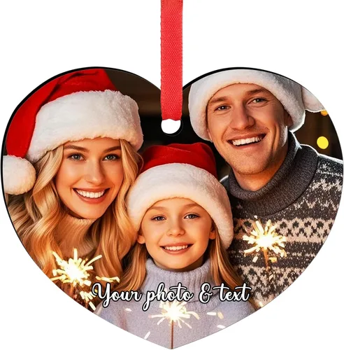 Vista 18 de Adornos de Navidad personalizados para la familia 2025, adornos de foto personalizados para decoraciones de árbol de Navidad, para baby shower