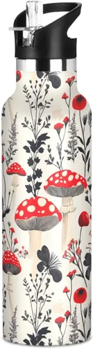 Vista 10 de Red Mushrooms Termitomyces Albuminosus Purple Double Wall Vacuum Insulated Bottles Water Bottles With Straws Leak-proof BPA-Free Leak Proof for Gym