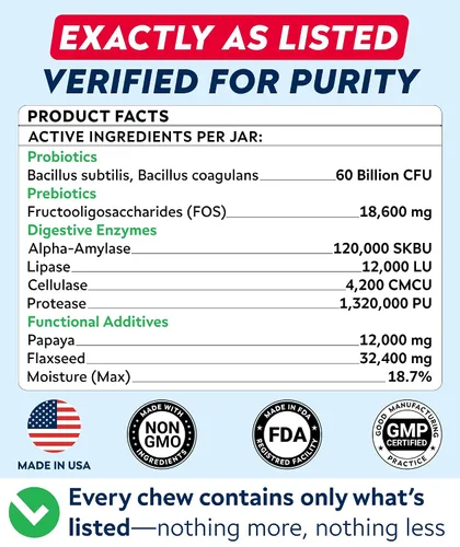 Vista 5 de STRELLALAB Advanced Dog Probiotics Chews - 60 Billion CFU per jar Masticables probióticos