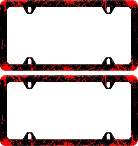 Vista 15 de Marco de matrícula con estampado de vaca en blanco y negro Soporte para placa de matrícula de acero inoxidable con tornillos para mujeres