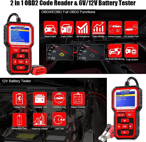 Vista 3 de Probador de batería de coche KW681 6V 12V + escáner KW850 OBD2