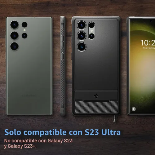 Vista 2 de Spigen Rugged Armor - Funda diseñada para Galaxy S23 Ultra (2023) [protección de grado militar], color negro mate