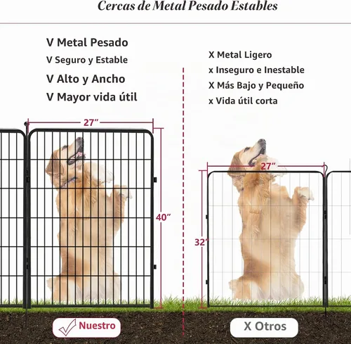 Vista 7 de Corralito para perros, 40 pulgadas, 8 paneles, valla para perros al aire libre, resistente, corral para perros grandes, medianos y pequeños, corral