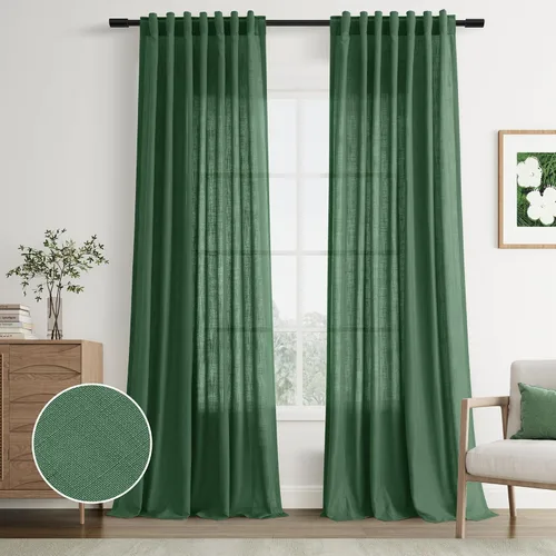 Vista 133 de Joywell - Cortinas de lino de 96 pulgadas de largo para sala de estar Natural