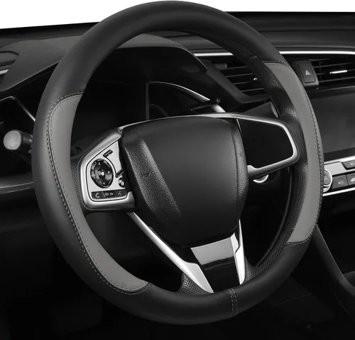 Vista 7 de Szttswamp - Funda para volante de automóvil, piel de microfibra, 14.5-15 pulgadas (negro)