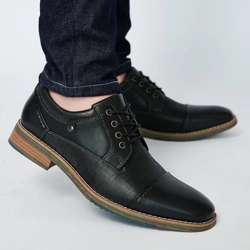 Vista 7 de Arkbird Zapatos de vestir para hombre, zapatos formales de cuero Oxford modernos para ocasiones de negocios y derby