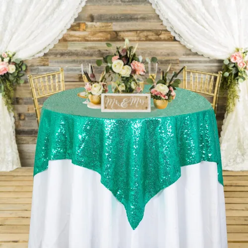 Vista 46 de ShinyBeauty Mantel Cuadrado Pequeño de 36 x 36 Pulgadas Mantel de Lentejuelas Azul Bebé Cubierta de Mesa con Purpurina Superposición Cuadrada