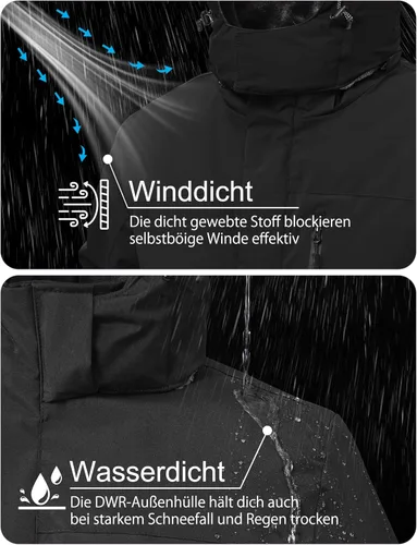 Vista 2 de Chaqueta de esquí para hombre, impermeable, con forro de vellón, abrigo de nieve cálido, cortavientos, con capucha, para el invierno