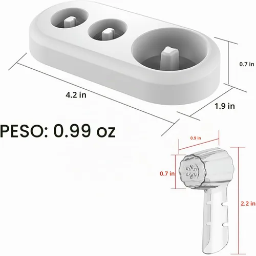 Vista 4 de Soporte para cepillos de dientes, base de soporte de repuesto compatible con cepillo de dientes eléctrico Oral B y 2 cabezales de cepillo