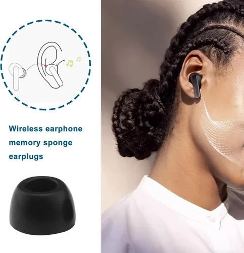 Vista 2 de 6 auriculares de espuma viscoelástica compatibles con JBL Live Pro 2 TWS Auriculares de espuma viscoelástica de repuesto para orejeras, color negro