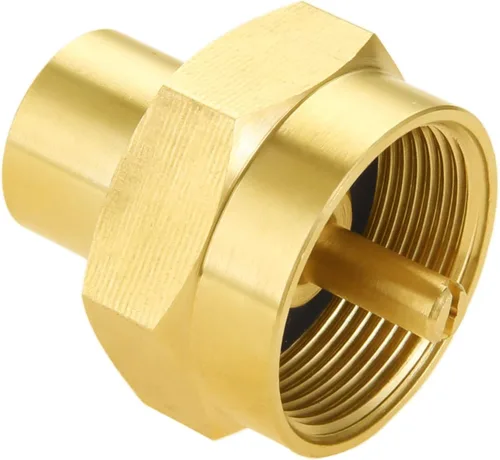 Vista 2 de Adaptador de recarga de botella de gas propano de 1 libra con rosca NPT hembra de 1/4 de pulgada, tanque de 1 libra, conector de estufa de parrilla