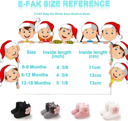 Vista 6 de E-FAK Botas para bebé niño y niña, zapatos para recién nacidos, con lazo para nieve, antideslizantes, suela suave, cálidos, para niños pequeños
