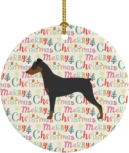 Vista 21 de Caroline's Treasures Affenpinscher - Adorno de cerámica con texto en inglés "Merry Christmas", multicolor para colgar en el árbol de Navidad