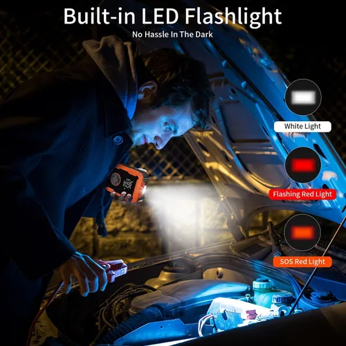 Vista 6 de Bomba de aire portátil para neumáticos de automóvil, inflador de neumáticos de 150 PSI inalámbrico con luz LED, compresor de aire recargable