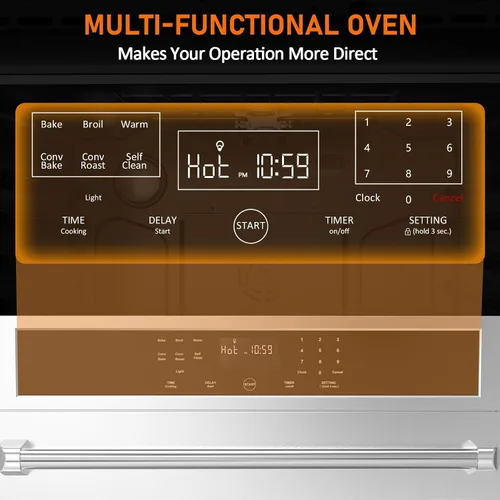 Vista 8 de LinTimes Acero inoxidable 30 "Control táctil Horno incorporado HEW3001 - Cajón de microondas, Encimera de microondas, Horno de panel táctil