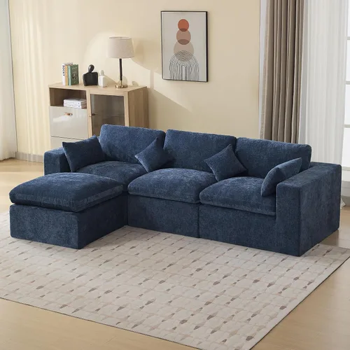 Vista 62 de WUTUTUEE Otomana Cloud de 33.5 pulgadas para sofá modular, cómodo reposapiés tapizado de felpilla con espuma viscoelástica, embalaje totalmente