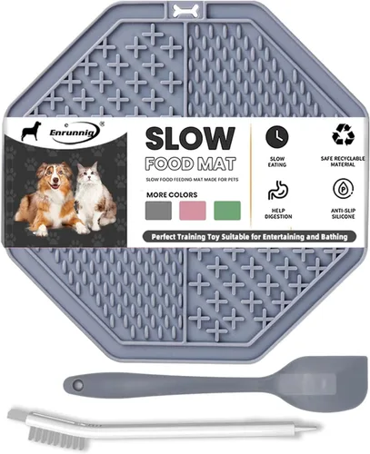 Vista 6 de Tapete para lamer gatos, 3 piezas. Tapete para lamer lentos en forma de pez, tapete antideslizante para lamer con ventosas para reducir el 3