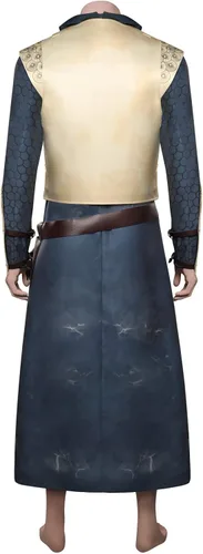 Vista 2 de Chahouk Disfraz de Elendil para hombre, disfraz de rey Gondor, bata larga, armadura de pecho, cinturón, chaleco, chaqueta medieval para Halloween