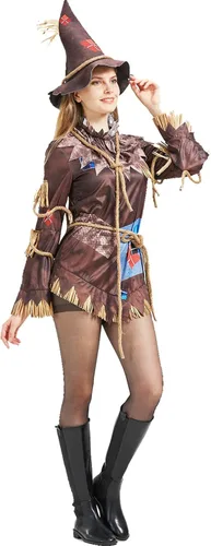 Vista 3 de SpringFlower Disfraz de Halloween para mujer, disfraz de espantapájaros para mujeres adultas
