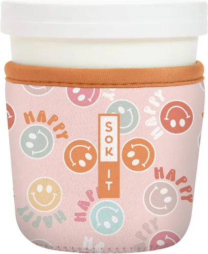 Vista 180 de Sok It IceCreamSok - Funda de neopreno aislada (flores abstractas, pintas de helado cónicas)