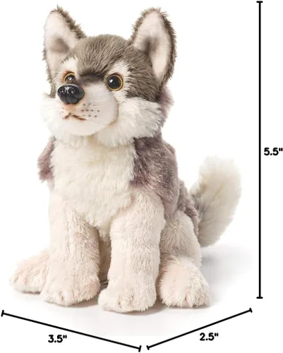 Vista 2 de DEMDACO Little Silver Grey Wolf - Puf de peluche para niños, 5.5 pulgadas (paquete de 2)