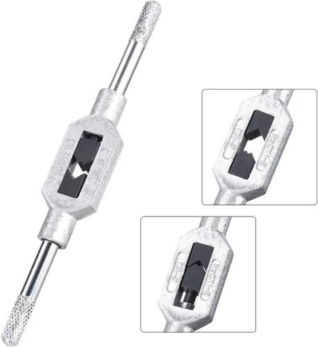 Vista 3 de uxcell Mango de llave de rosca ajustable, para M1-M8 (Mértica)/1/16" - 1/4" (UNC/UNF), mango de rosca, soporte de rosca, herramienta de roscado