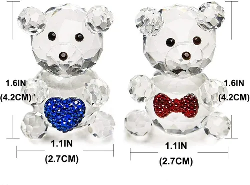 Vista 4 de H&D HYALINE & DORA Figuras de cristal hechas a mano para decoración del hogar, regalo de la colección de osos de cristal/perro