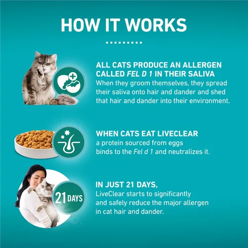 Vista 3 de Purina ONE LiveClear - Comida seca para gatos con reducción de alérgenos con pollo real como ingrediente principal - Bolsa de 3 libras