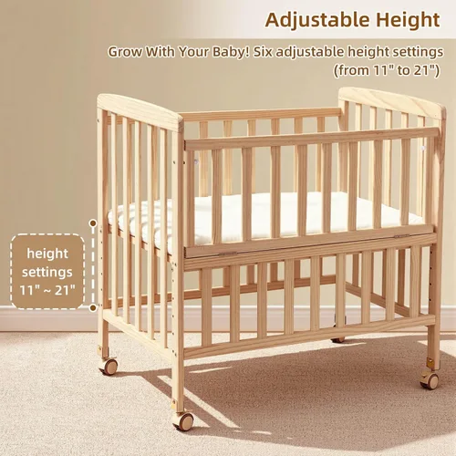 Vista 5 de Flwrgirl - Cuna convertible mini para bebé - Cuna de moisés portátil junto a la cama con colchón incluido, 3 alturas, cuna para habitación pequeña