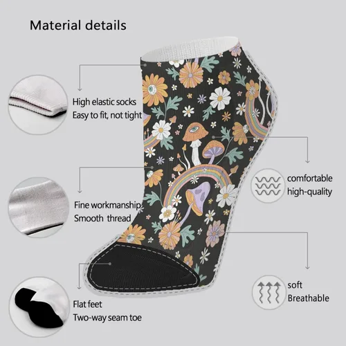 Vista 6 de devor Calcetines de algodón para mujer, calcetines de vestir atléticos para mujer, calcetines de humor lindos hongos divertidos hongos mágicos