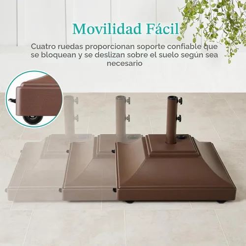 Vista 2 de Best Choice Products Base de sombrilla móvil rellenable, base resistente, soporte de mercado cuadrado escalonado para patio, terraza, exterior con 4