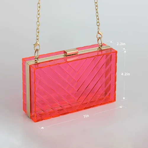 Vista 2 de WJCD Bolso de noche transparente para mujer, bolso de mano transparente acrílico transparente