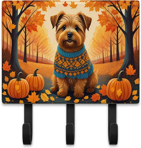 Vista 63 de Affenpinscher - Correa de otoño o llavero Affenpinscher Fall artwork on ceramic tile with three steel hooks for keys, leashes, towels