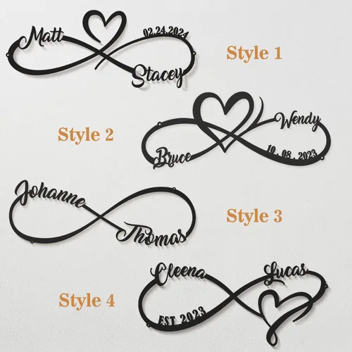 Vista 5 de Regalos de Boda para Parejas, Letrero de Metal Personalizado con el Nombre y Fecha de la Pareja, Regalos de Aniversario y del Día de San Valentín