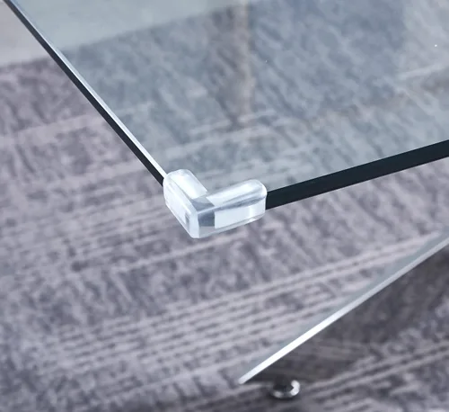 Vista 8 de Mesa de comedor de vidrio de 51 pulgadas, mesa de cocina rectangular para 4-6, mesa de comedor de vidrio moderna con patas de acero inoxidable
