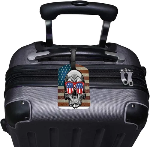 Vista 2 de Guitong equipaje equipaje etiqueta lema perros astronauta traje mochila etiqueta maleta viaje identificador cuero inteligente viaje negocio, Bandera