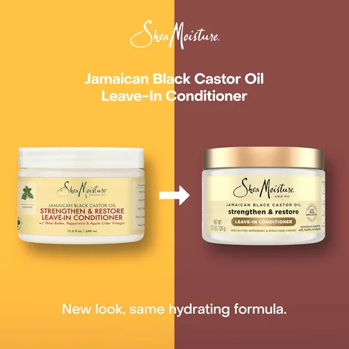 Vista 3 de SheaMoisture Aceite de Ricino Negro Jamaiquino, Acondicionador Fortalecedor y Restaurador Sin Enjuague, 11.5 fl oz (340 ml)