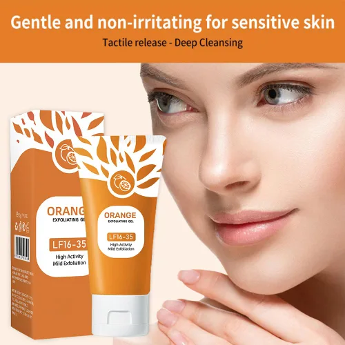 Vista 5 de 2 unidades de gel exfoliante naranja para la cara y la piel del cuerpo, gel hidratante facial hidratante de limpieza profunda, gel de pelado