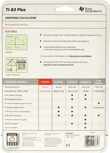 Vista 2 de Texas Instruments Calculadora gráfica TI-83 Plus (renovada)