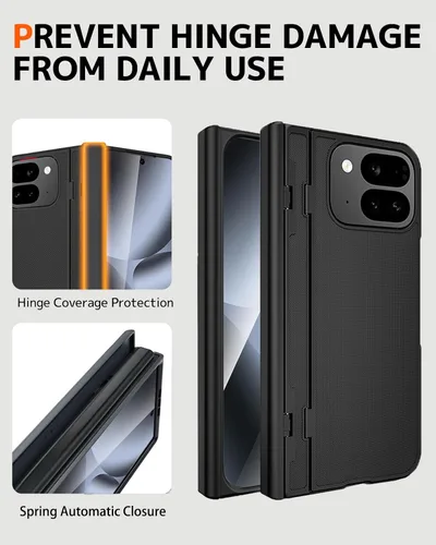 Vista 2 de NINKI Funda plegable para Google Pixel 10 Pro con soporte plegable y cubierta de bisagra, protector de pantalla integrado con soporte oculto