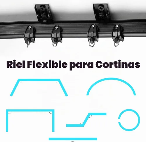 Vista 3 de Jetec Riel de cortina flexible para techo, riel flexible flexible para colgar en la pared, para sala de estar, dormitorio, barra divisora RV