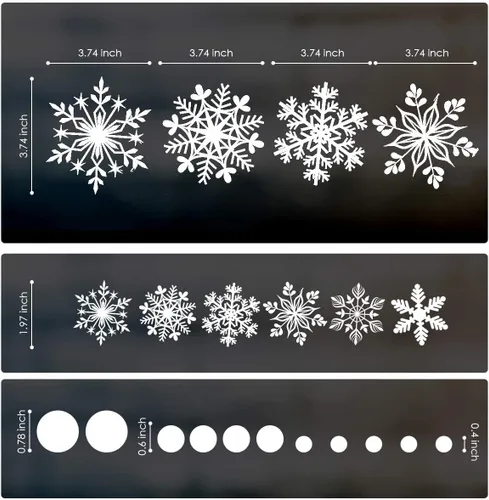 Vista 2 de DC-BEAUTIFUL Juego de 318 calcomanías de Navidad con temática de copos de nieve, calcomanías blancas para ventana, calcomanías de fiesta de copos