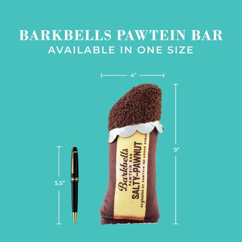 Vista 3 de Haute Diggity Dog Barkbells Pawtein Bar - Juguete de peluche para perros pequeños, medianos y grandes, juguetes interactivos divertidos