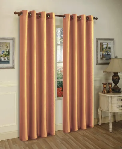 Vista 18 de J&V TEXTILES 2 paneles de cortinas de seda sintética con ojales sólidos para ventana, tratamiento en longitud de 84" (Beige)*