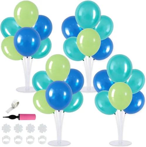 Vista 36 de TONIFUL Juego de 4 centros de mesa de globos de color negro, azul