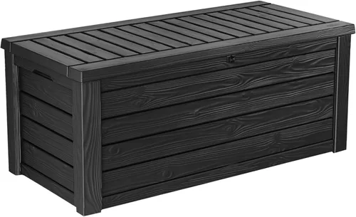 Vista 12 de Keter Astoria 150 Gal Outdoor Storage Box for Patio and Pool Accessories Grey, Resin, Large, Weatherproof, Lockable, Hydraulic Pistons, Easy