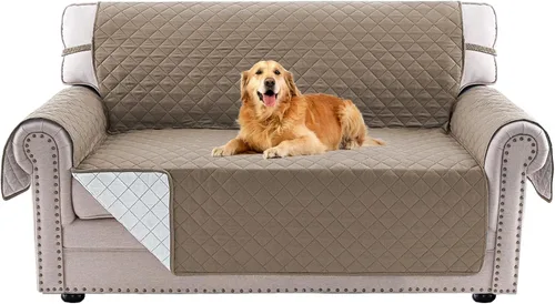 Vista 30 de PrinceDeco Funda de sofá para perros, lavable y reversible, apta para mascotas, resistente al agua, protector de muebles con correas elásticas